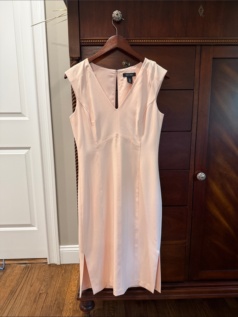 WHBM ASL Blush V-Neck Midi Sheath Dress